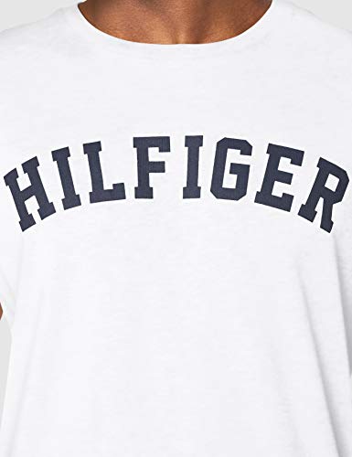 Tommy Hilfiger Logo Camiseta de Cuello Redondo,Perfecta para El Tiempo Libre, Blanco (White), M para Hombre