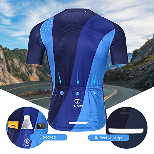 TOMSHOO Ropa de Ciclismo MTB, Traje Ciclismo Hombre, Maillots de Ciclismo Verano, Manga Corta y Pantalones Cortos con 20D Gel Acolchados para Bicicleta MTB Deportes