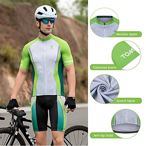 TOMSHOO Ropa de Ciclismo MTB, Traje Ciclismo Hombre, Maillots de Ciclismo Verano, Manga Corta y Pantalones Cortos con 5D Gel Acolchados para Bicicleta MTB Deportes