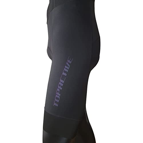 Topactive | Culote Corto Ciclismo Hombre Reflectante Negro | Culotte con Badana Antideslizante y Transpirable | Tirantes Flexibles | Talla XL