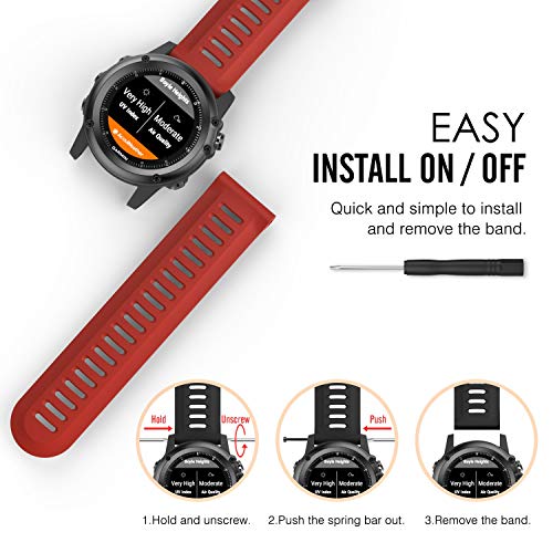 TOPsic Garmin Fenix 3 Correa de Reloj, Banda Reemplazo de Silicona Suave Deportiva con Herramientas para Garmin Fenix 3 / Reloj Elegante de Fenix 3 HR Multi-Colors