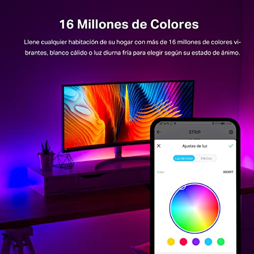 TP-Link Tapo L900-5 - 5M Wi-Fi Tiras LED de 12 V, 16 millones de colores con 2100 mcd, óptimo para la familia, sincronización con música, compatible con Google y Alexa