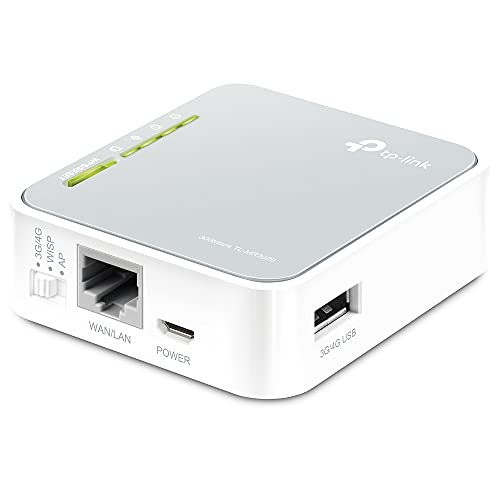 TP-Link TL-MR3020 - Router de viaje Wi-Fi portátil (3G/4G de 300 Mbps, Modo 3G/4G de soporte / modo de punto de acceso / modo cliente, sin necesidad de configuración, enchufe de la UE)