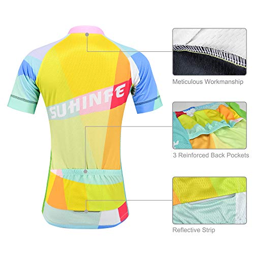 Traje Ciclismo Mujer Verano, Transpirable y elástico Maillot Ciclismo y Pantalon para MTB, Ropa Ciclismo para Bicicleta de Carretera, Azul Claro, M