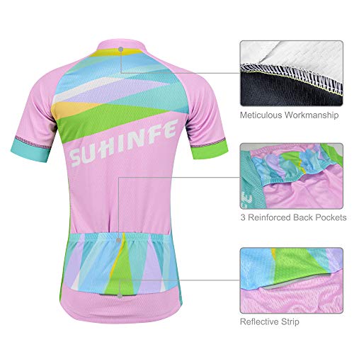 SUHINFE Maillot Ciclismo Mujer Verano, Transpirable y elástico