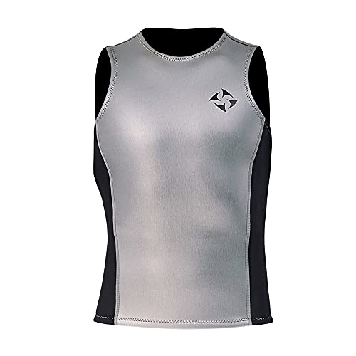 Traje De Neopreno Hombre Mujer 2 Mm Chaleco De Buceo Térmico Tops De Traje De Neopreno Sin Mangas Traje De Baño para Scuba Surf Esnórquel Natación Deportes Acuáticos,Men Silver,S