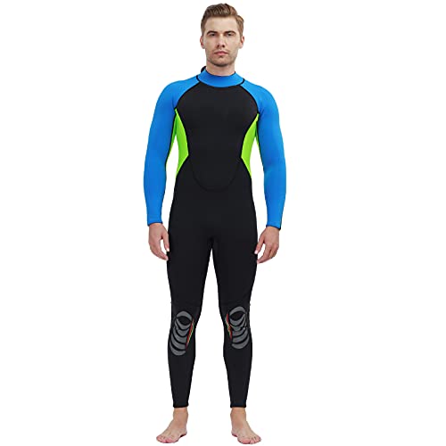 Traje de Neopreno para Hombre 3mm Neopreno Mantener Caliente Trajes de Surf Manga Larga con Cremallera Frontal Traje de Baño para esnórquel, Buceo, natación, Surf