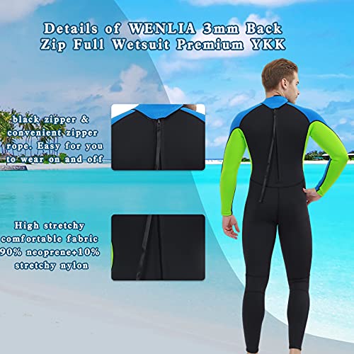 Traje de Neopreno para Hombre 3mm Neopreno Mantener Caliente Trajes de Surf Manga Larga con Cremallera Frontal Traje de Baño para esnórquel, Buceo, natación, Surf