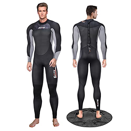 Traje de neopreno para hombre de 3 mm con cambiador de cuerpo completo con cremallera trasera, adecuado para hombres y mujeres, surf, esnórquel, buceo, natación (M, hombres)
