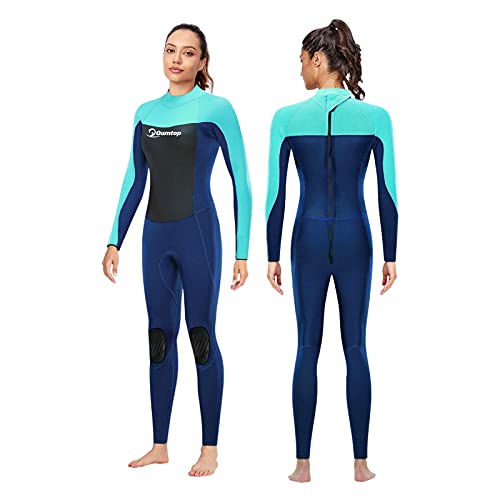 Traje de Neopreno para Mujer 3mm Neopreno Mantener Caliente Trajes de Surf Manga Larga con Cremallera Frontal Traje de Baño para esnórquel, Buceo, natación, Surf