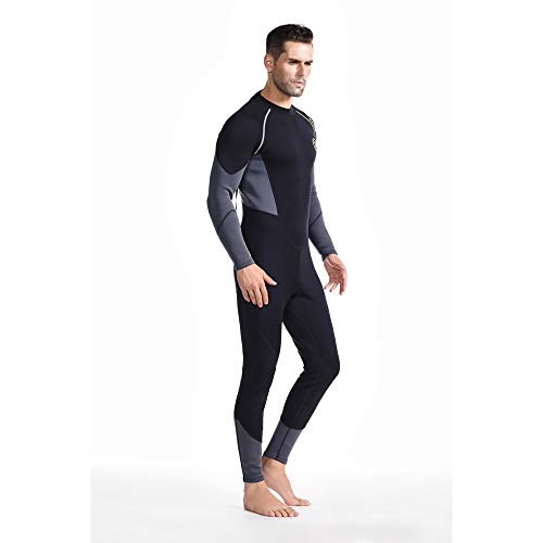 Traje de Neopreno ZCCO para Hombre Ultra Stretch 1.5 mm Traje de baño de Neopreno, Traje de Buceo de Cuerpo Completo con Cremallera en la Espalda, Una Pieza para esnórquel, Buceo(Negro, L)