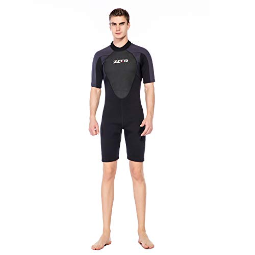 Trajes de Neopreno de 3 mm para Hombres, de Neopreno Premium con Cremallera Trasera, Trajes de Buceo Cortos para Surf, Snorkel, piragüismo, Pesca submarina, Piel de Buceo(Negro 3XL)