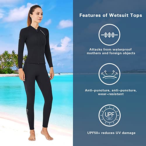 Trajes de Neopreno Wenlia de 2mm para Mujer, Chaqueta de Manga Larga, Traje de Piel de Buceo, Parte Superior para Buceo, Surf, esnórquel, natación