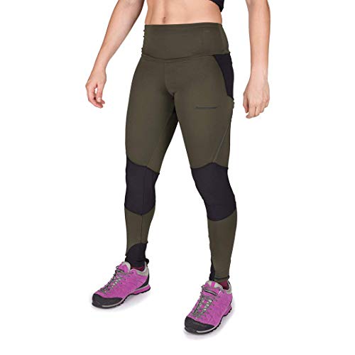 TRANGO Pant. Largo Aspiring Pantalón Deportivo, Verde Oscuro/Negro, S para Mujer