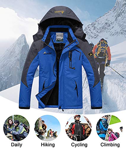 Treer Chaqueta de Montaña Impermeable Deportes Hombre con Capucha, Talla Grande Cortavientos Chubasqueros Rompevientos Jecket para Running Escalada Senderismo Ciclismo Camping (6XL,Azul)