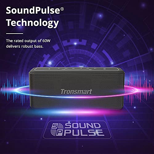 Tronsmart Mega Pro Altavoz Bluetooth 60W, Altavoz inalámbrico Portátil con NFC, Sonido Digital 3D, Panel Táctil, 10H de Reproducción Continua y Manos Libres para Fiesta, Hogar, Playa - Negro