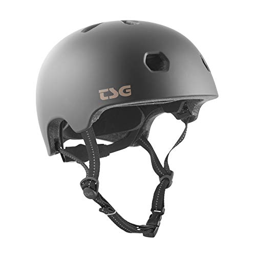 TSG Meta Solid Color – Casco Semi-Integral, Verano, Unisex, Color Negro Satinado, tamaño Small/Medium