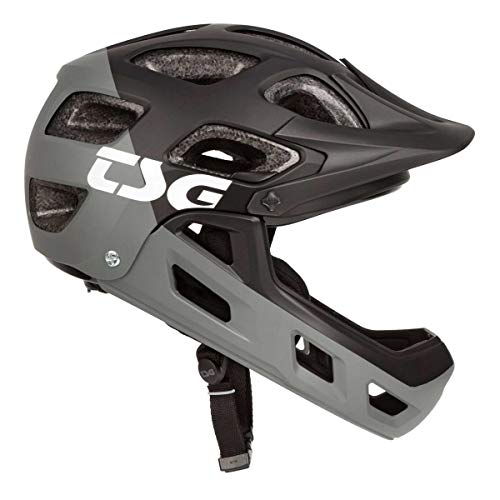 TSG Seek Youth FR - Casco Integral con mentonera Desmontable para ciclis/VAE/Bike/Bicicleta Niños Jóvenes Unisex, Negro, XXS/XS (52-56 cm)