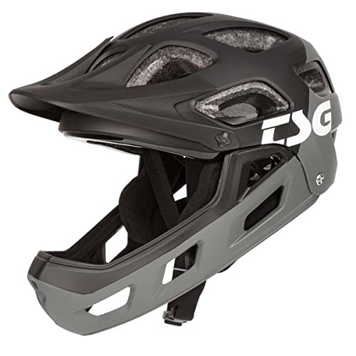 TSG Seek Youth FR - Casco Integral con mentonera Desmontable para ciclis/VAE/Bike/Bicicleta Niños Jóvenes Unisex, Negro, XXS/XS (52-56 cm)