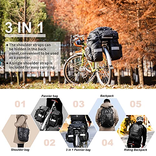 UBORSE Bolsa Alforja para Bicicleta 65L Bolsa Portabicicletas Trasera Impermeable 3 en 1 Bolsa Portaequipajes para Ciclismo Bolsa de Bicicleta MTB Mountain Road