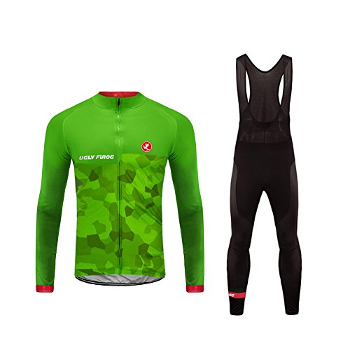 UGLY FROG Maillot Ciclismo Hombre Invierno Manga Larga/Corta Conjunto + Pantalones de Acolchado 3D, Montar Ropa Set, Térmico, Transpiración, Deportes al Aire Libre DTZHB02