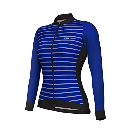 UGLYFROG Invierno Thermo Fleece Ciclismo Ropa Maillot Mujer Jersey+Pantalones Largos Culote de Conjunto Entretiempo para Deportes al Aire Libre Ciclo Bicicleta Raya Diseño （Parte Superior Separada）