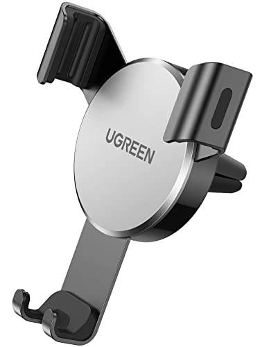 UGREEN Soporte Móvil Coche, Soporte Télefono Móvil Coche por Gravedad para Rejilla del Aire, Soporte Movil Coche Universal Car Phone Holder para iPhone 13 12 Pro MAX, Xiaomi Redmi Note 10 Pro(Gris)