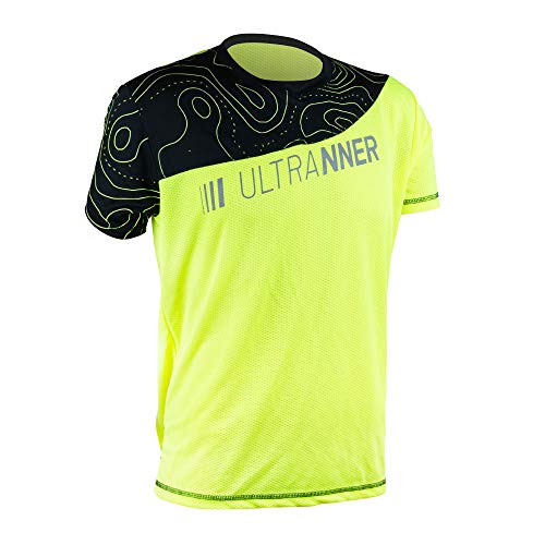 ULTRANNER - ARVES | Camiseta Técnica Hombre Manga Corta - Camiseta Transpirable Ultraligera Apta para Trail Running Trekking Y Más - Color Amarillo Fluorescente para Más Visibilidad Talla L