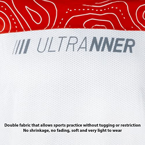 ULTRANNER - DUMALA | Camiseta Técnica Hombre Manga Corta para Deporte - Camiseta Transpirable Ultraligera Apta para Trail Running Trekking Y Más - Color Rojo y Blanco para Mayor Visibilidad Talla L