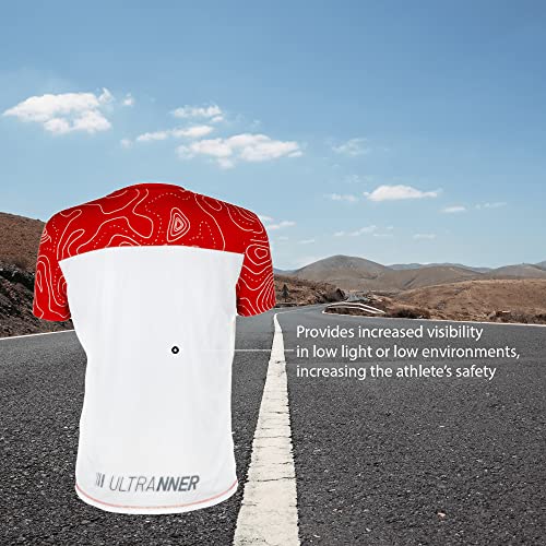 ULTRANNER - DUMALA | Camiseta Técnica Hombre Manga Corta para Deporte - Camiseta Transpirable Ultraligera Apta para Trail Running Trekking Y Más - Color Rojo y Blanco para Mayor Visibilidad Talla S