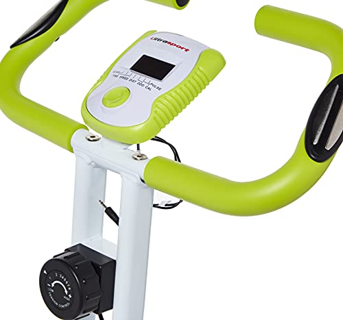 Ultrasport F-Bike 200B Bicicleta estática con sensores de Pulso de Mano, Plegable, con Respaldo, Unisex, Amarillo