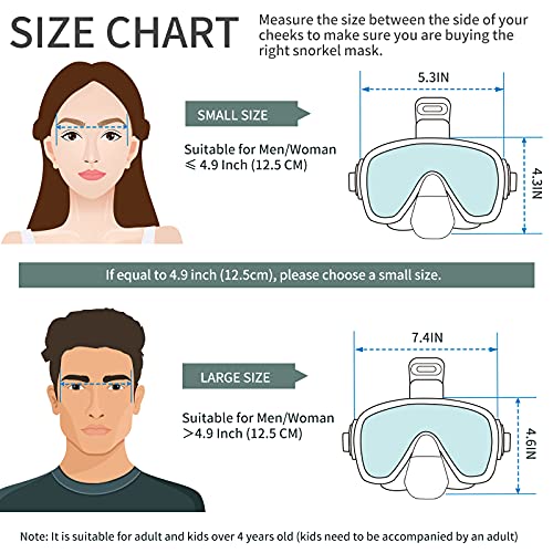 Unigear Máscara de Snorkel, Gafas de Snorkel con Tapa Seca y Plegable Antivaho con Soporte para Cámara para Buceo Libre y Natación, Equipo de Snorkel Profesional para Hombres, Mujeres y Niños
