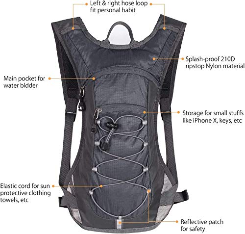 Unigear Mochila Hidratación Mochila Tactica Running Trail con 2L Deposito De Agua Desmontable Bolsa De Agua Múltiples Almacenamiento Compartimiento para Senderismo Ciclismo Camping Bicicleta