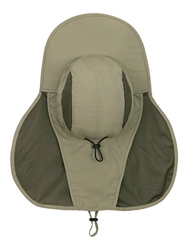 Unisex Gorra de Safari con Extra Largo Protector de Nuca 12cm Gran Borde para Actividades al Aire Libre Sol Protección UV - Actualizado el Tela Verde Oliva