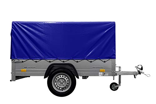 UNITRAILER Remolque basculante de Carga Ligero Garden Trailer 200 Kipp 200x106 750 KG con toldo Azul y Rueda Jokey