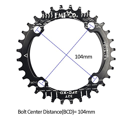 upanbike bicicleta Narrow Wide plato 104 BCD forma redonda sola cadena anillo dientes - dientes 34T, negro