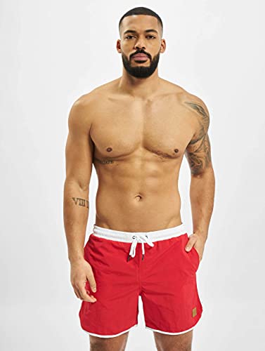 Urban Classics Bañador Retro Pantalones Cortos, Rojo, L para Hombre