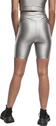 Urban Classics Ladies Highwaist Shiny Metallic Cycle Shorts Pantalones Cortos, darksilver, S para Hombre