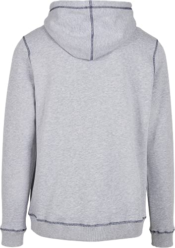 Urban Classics Organic Contrast Flatlock Stitched Zip Hoody Sudadera con Capucha, Gris Y Azul Oscuro, M para Hombre