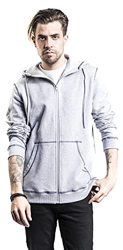 Urban Classics Organic Contrast Flatlock Stitched Zip Hoody Sudadera con Capucha, Gris Y Azul Oscuro, M para Hombre