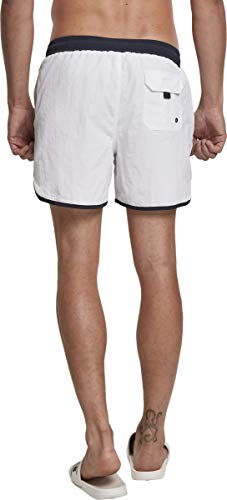 Urban Classics Retro Swimshorts Bañadores Ajustados para Hombre, White/Navy, S