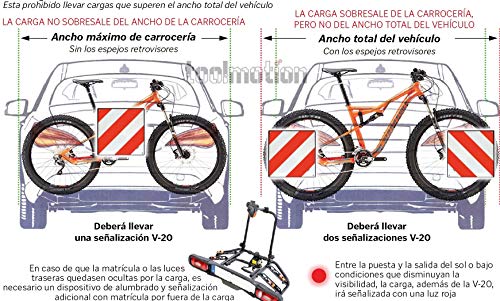 V-20 Panel Homologada para Carga Que sobresalga para Portabicicletas, Placa V-20 Fabricada Polipropileno PP Flexible Medidas 50x50cm