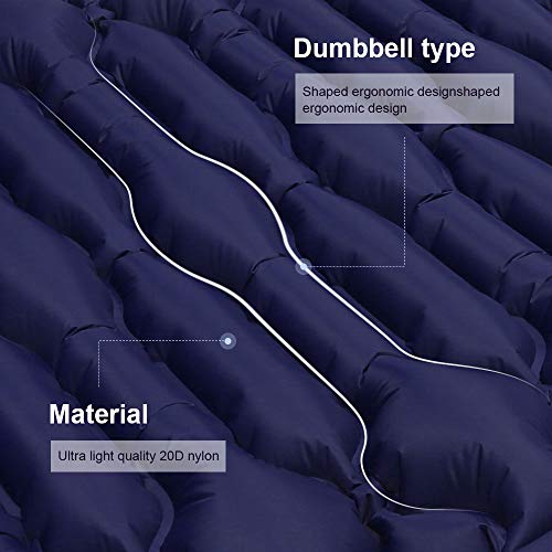 V VONTOX Esterillas Inflables, Tipo Mancuerna Esterillas Inflables Camping (Grande), Adecuada para Acampar, Aalir de Excursión, Alpinismo - Azul