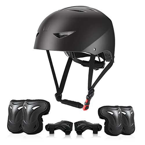 ValueTalks Set de Protección Patinaje, Protección Infantil Consta de Casco  Ajustable Rodilleras Coderas para Patinaje Ciclismo Monopatín y Deportes