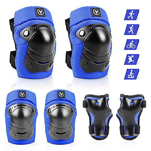 ValuTalks Protección Patines Infantil,Set Rodilleras y Coderas Muñequeras para Patinaje Ciclismo Monopatín Bicicleta Skate(6PCS)