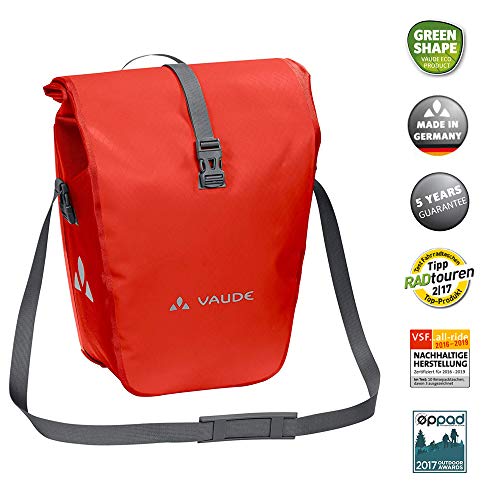 VAUDE Aqua Back – Juego de 2 bolsas para bici adaptables a la carga e impermeables, Rojo (Lava), Talla única