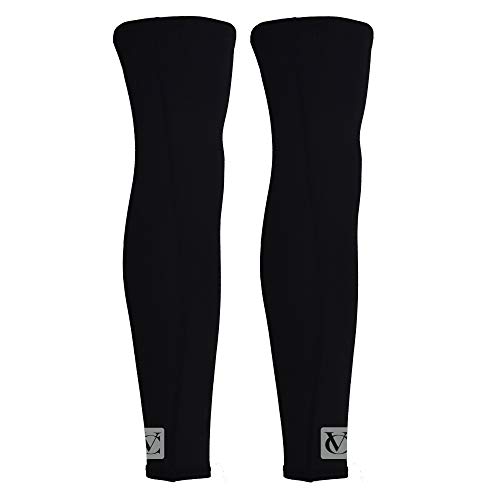 VeloChampion Thermo Tech Lite Calentadores de piernas para Ciclismo - Negros Leg Warmers Black (Black, Medium)