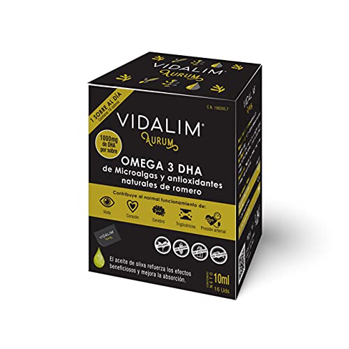 Vidalim Aurum. 16 Monodosis Con 1000mg De Omega 3 Dha De Microalgas En Aove, color Negro