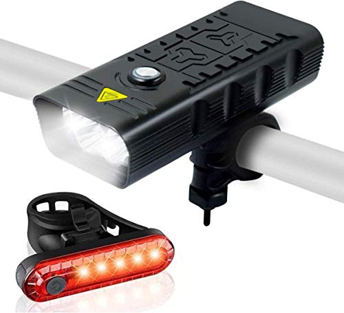 Wasafire Luces de Bicicleta, 4000 Lúmenes 5 LED 9500 mAh 6 Horas de Tiempo de Trabajo Faro de Bicicleta, 4 Modos Luces Delanteras de Bicicleta de Montaña de Carretera Impermeables