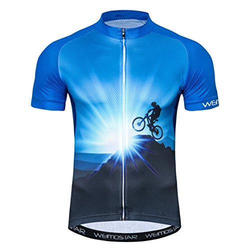 Weimostar - Maillot deportivo de ciclismo para hombre, de manga corta, para bicicleta de montaña, transpirable, de verano, color negro, Hombre, 18, XXL = Brust 108-112 cm